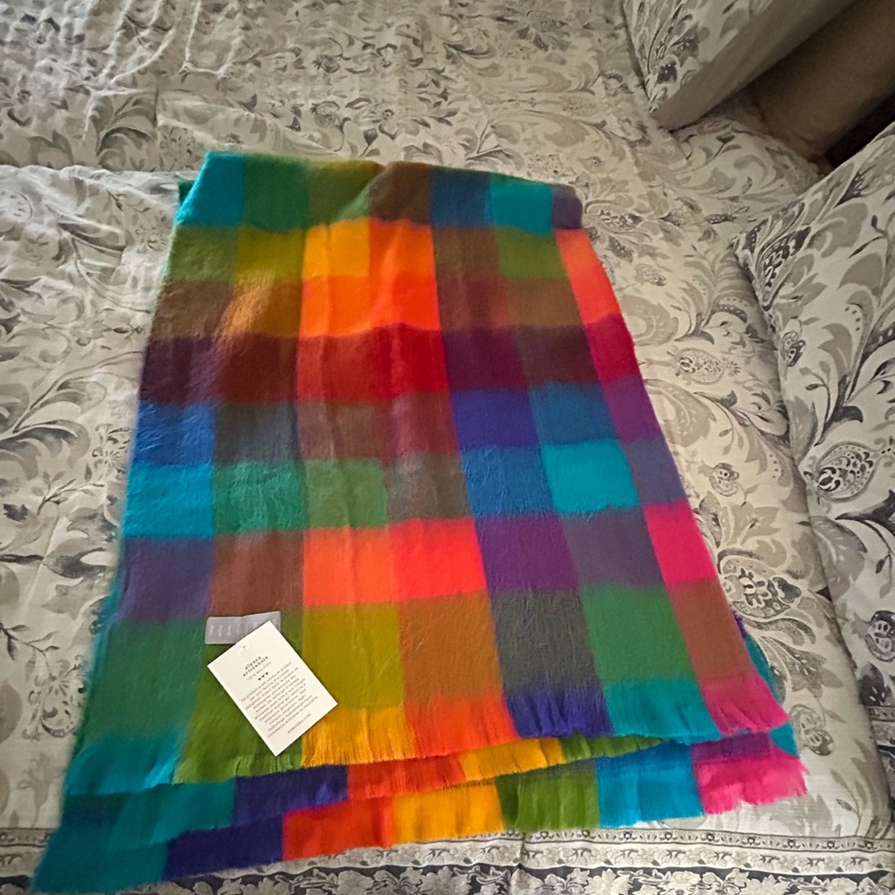 Rainbow fleece throw. NWT